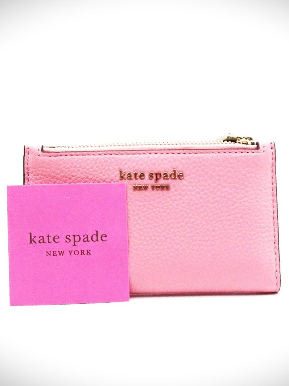 KATE SPADE NWT Grapefruit  Medium Compact Pink Leather Bifold Wallet